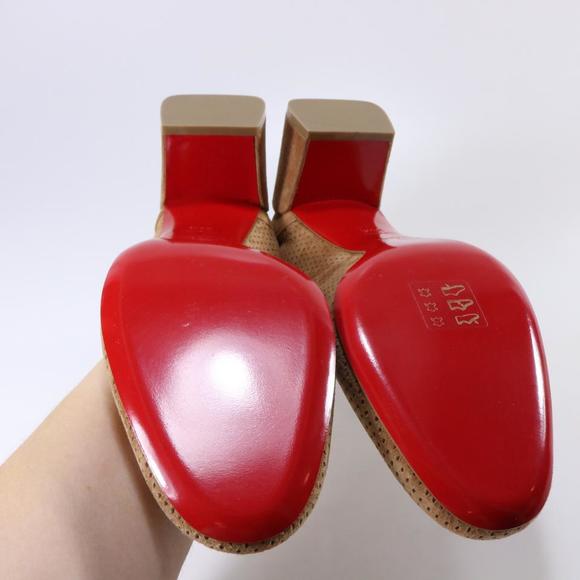 Incastrana 55mm Tan Biscotto Perforated Suede Padded Round Pumps D520 - Picture 11 of 12